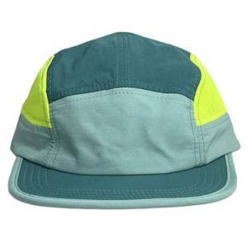 Custom Soft Flat Brim 7 Panel Running Hat Breathable Quick Dry Outdoor Nylon Color Block Sports Cap