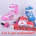 Customize Colorful PP vamp 4 Wheels adjustable size quad roller skates outdoor sports for boys and girls